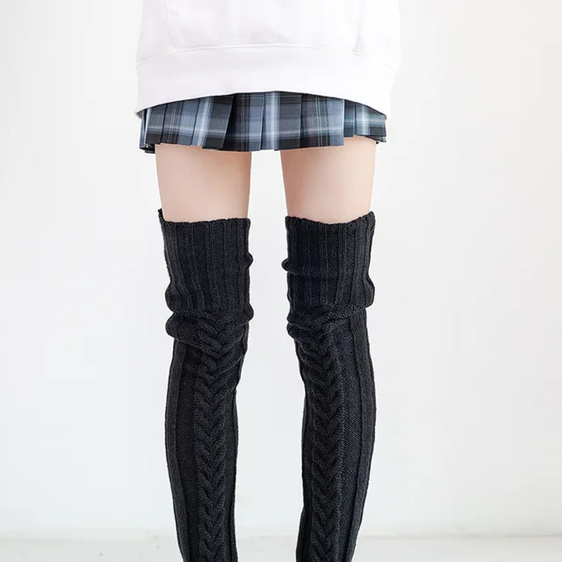 "Women's Winter Long Johns: Breathable Mohair Knee-Length Knitted Wool Socks for Comfort and Style"